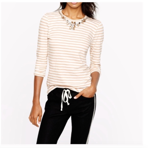 J. Crew Tops - J. Crew Jeweled Painter Stripe Tee